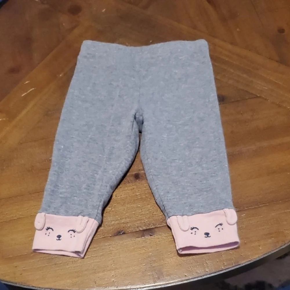 🐻 Carter's Gray Leggings with Pink Puppy Details